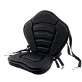 Deluxe padded kayak seat and adjustable backrest in black with textured grip and adjustable straps visible from the back side
