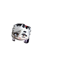 White and black resin anime character face keycap with detailed eyes, hair, and red accents demon slayer finished goods