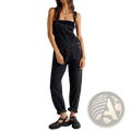 Black denim bib overalls with rolled cuffs and front pockets loose straight jean pants for casual wear