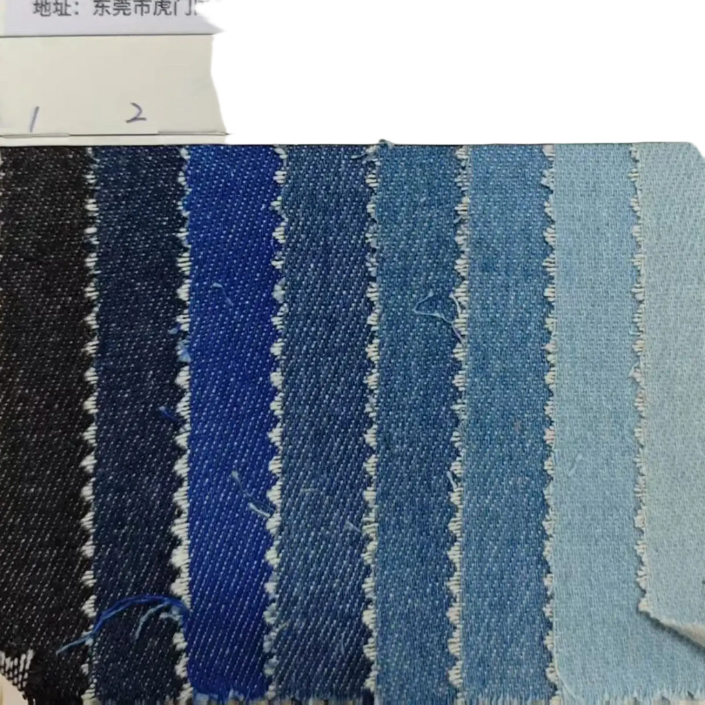 Denim pant suit two piece set women slim fit featuring a collection of blue and black denim fabric swatches