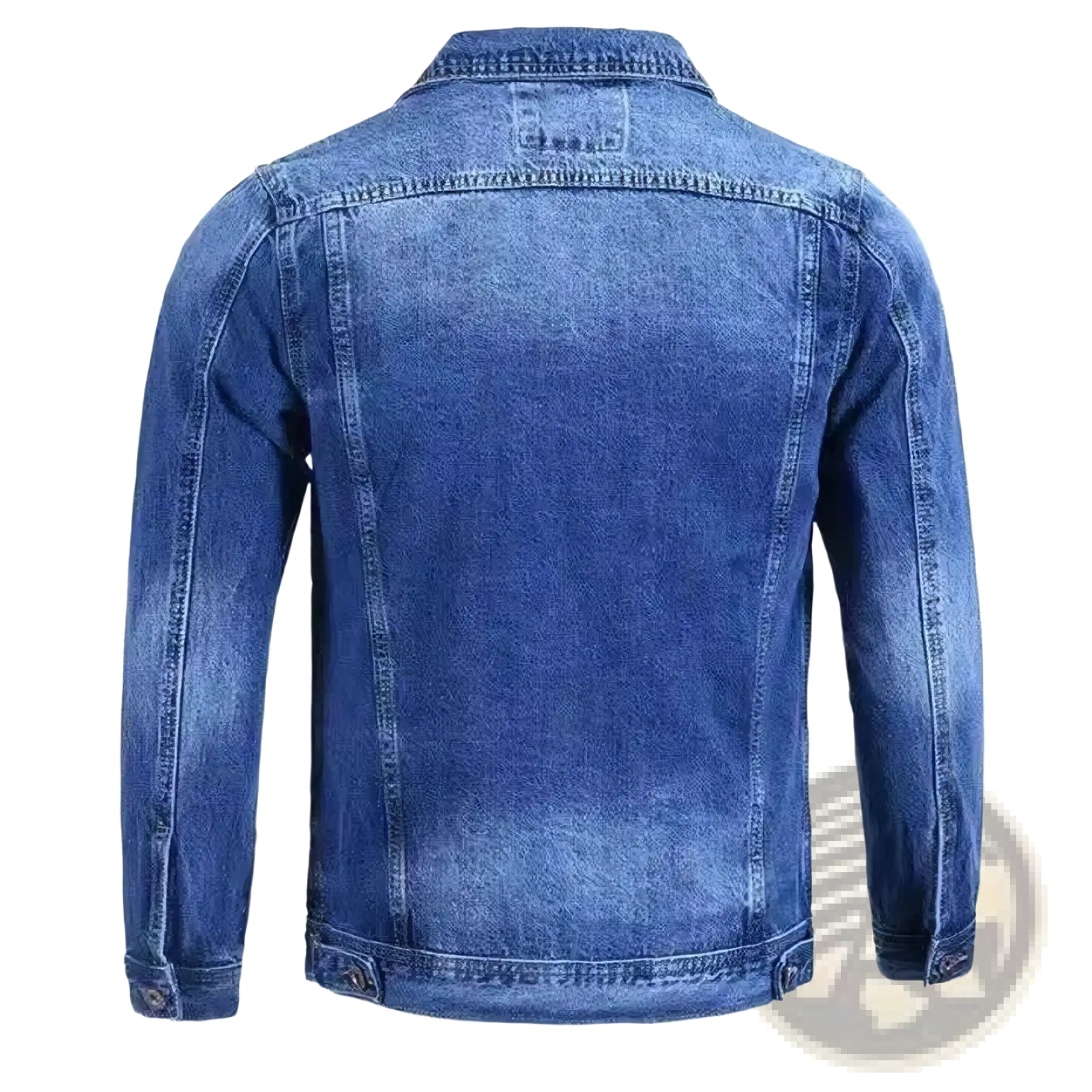 Blue denim workwear jacket with classic fit and subtle fading for a worn-in casual outerwear look
