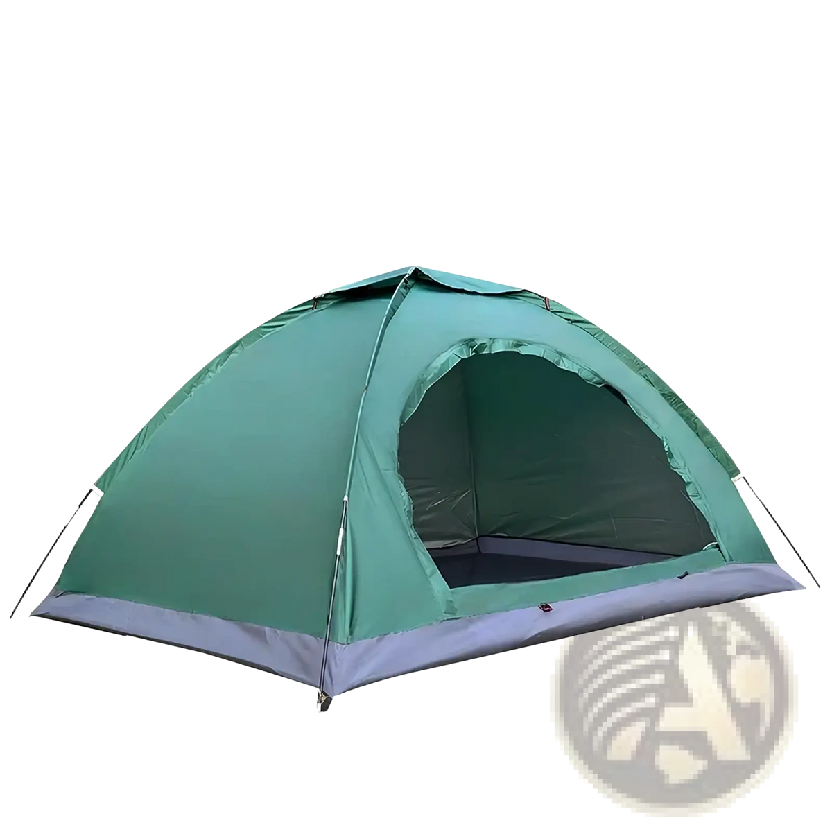 Blackish green dome tent with gray base and guy lines for the Desert Fox waterproof outdoor camping hiking tent