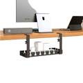 Black metal desk cable management tray 40cm with multiple slots and hooks for organized wire storage