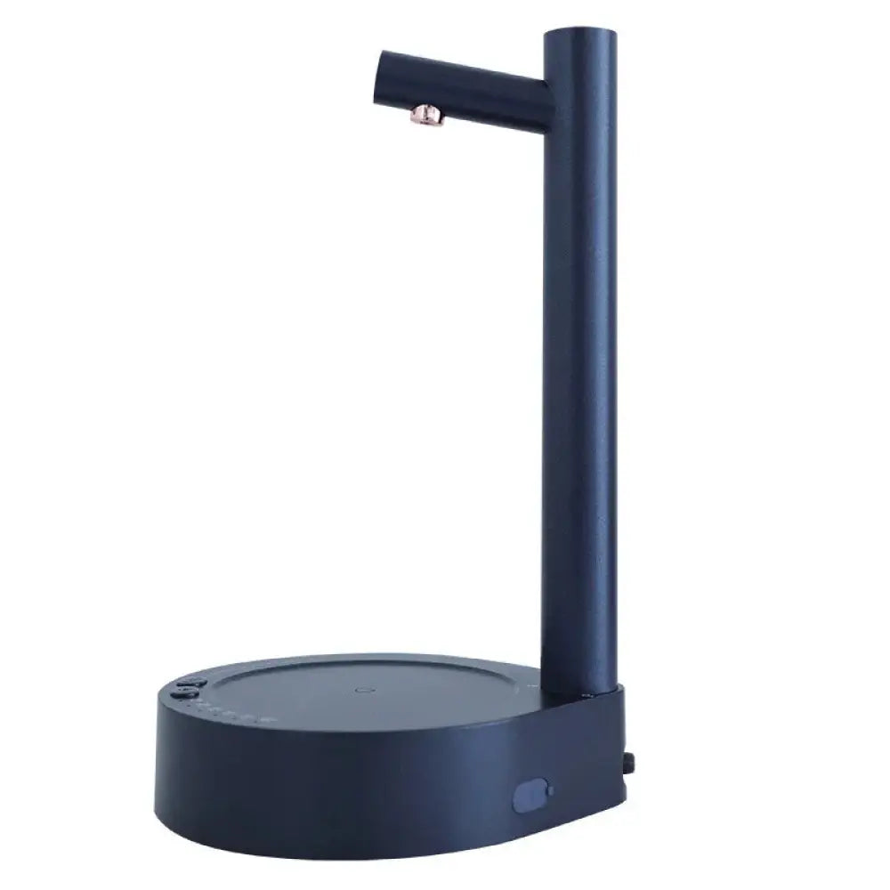 Dark blue matte finish rechargeable smart automatic gallon water bottle pump with a sleek minimalist design and adjustable arm
