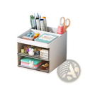 White two-tier desk organizer with clear drawers and bunny-shaped handles for efficient workspace storage