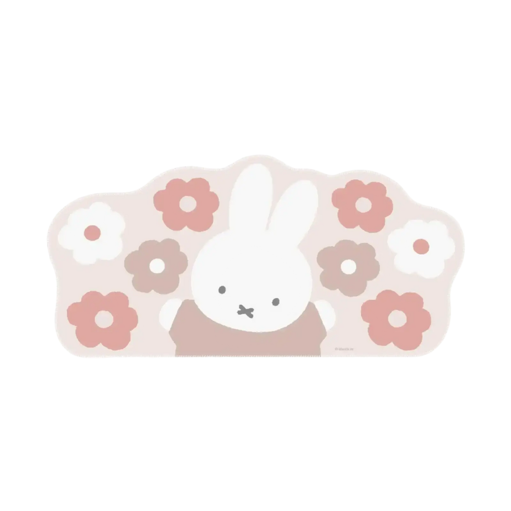 Desk pad kawaii miffy mouse mat with pastel pink and white floral pattern and soft matte finish 30x60cm