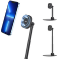 Black desktop magnetic bracket with adjustable height and sleek minimalist design for wireless charging phone stand