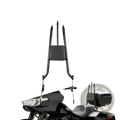 Black metal detachable rear passenger backrest with padded seat for harley touring street glide 2009-2025 back side view
