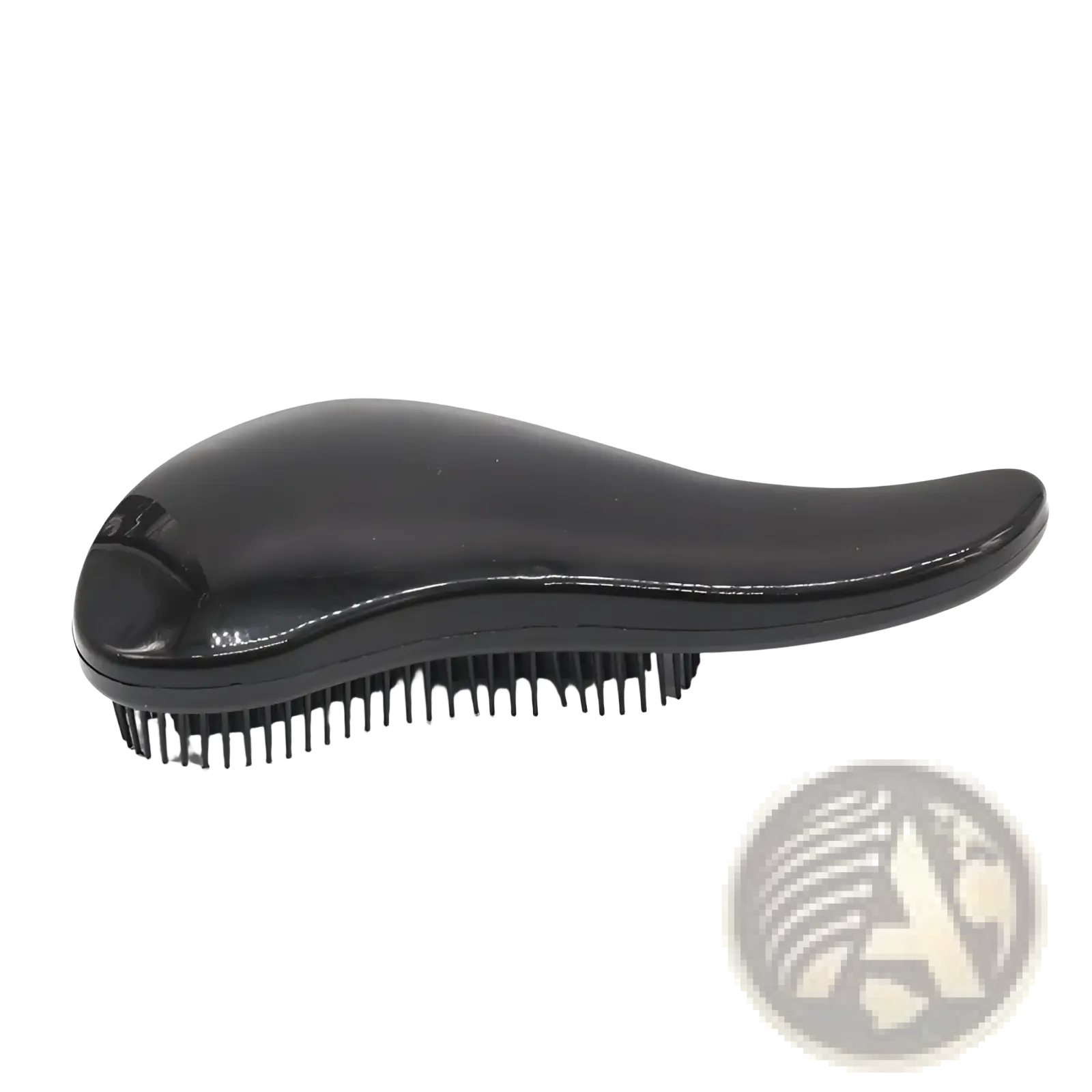 Black glossy plastic detangling hairbrush with teardrop shape and dense bristles for styling comb set