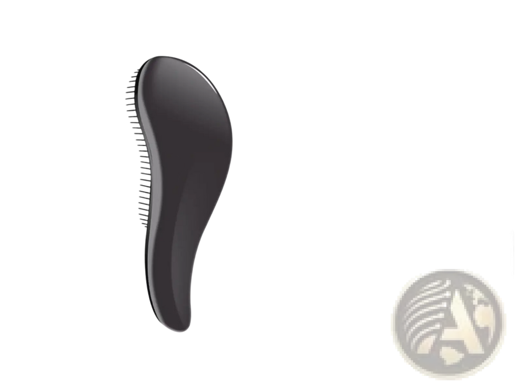 Black plastic detangling hairbrush with rounded ergonomic handle and fine bristles from detangling hair brush set 3 piece glossy styling comb