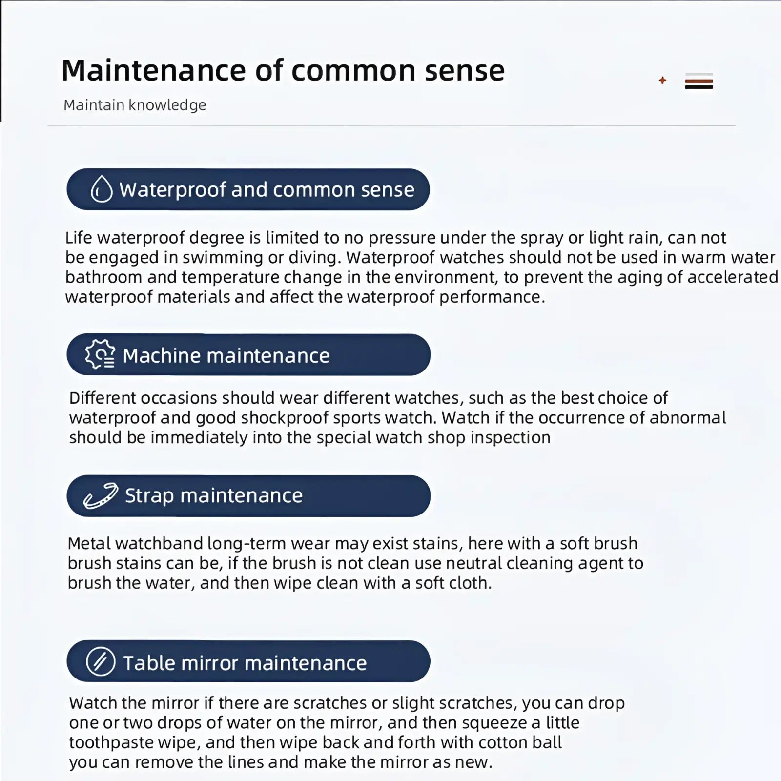 Maintenance guide for Deyros black stainless steel quartz men watch detailing waterproofing machine strap and mirror care