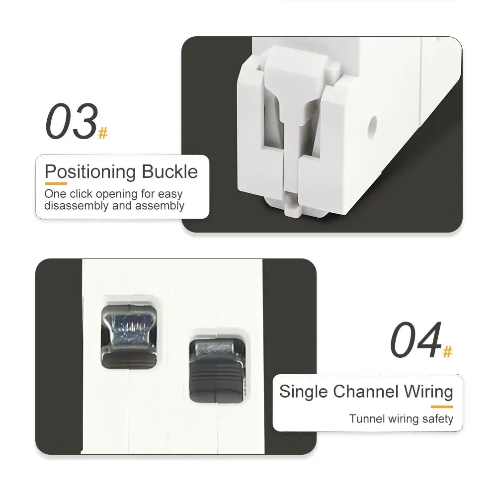 White plastic positioning buckle with one-click mechanism for easy assembly on dgb-63e live line wifi energy meter