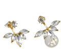 Gold-toned butterfly stud earrings with clear faceted crystals from the diamond and crystal floral jewelry set