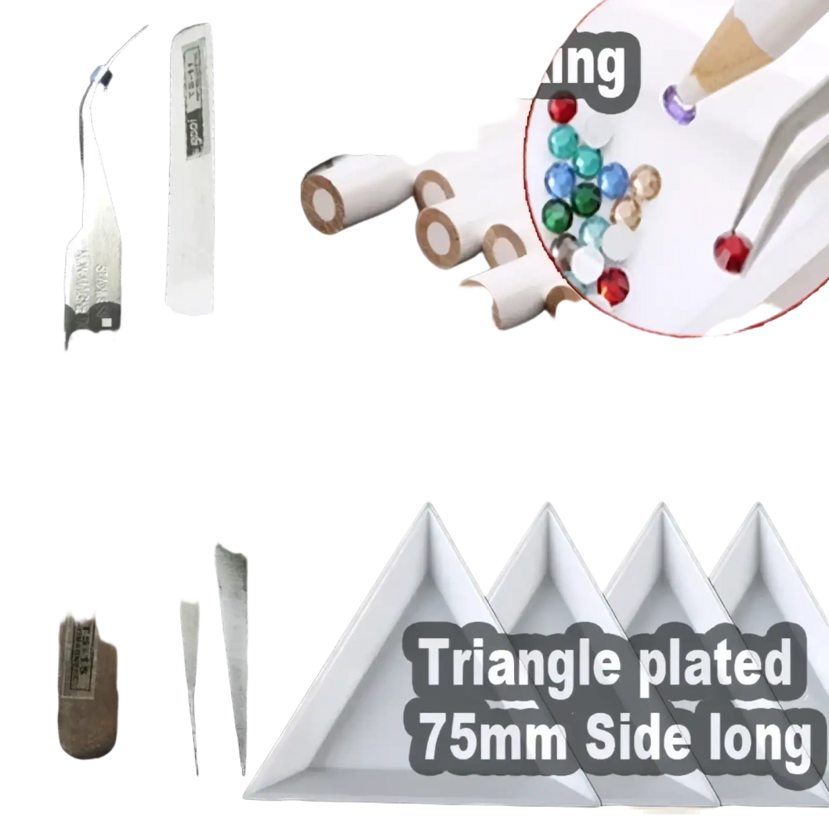 Stainless-steel tweezers with polished finish and fine tips for precise handling in diamond painting tool set