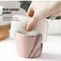 Pink marble-patterned diatom mud ceramic sponge rack holder for sink organization and drying purposes