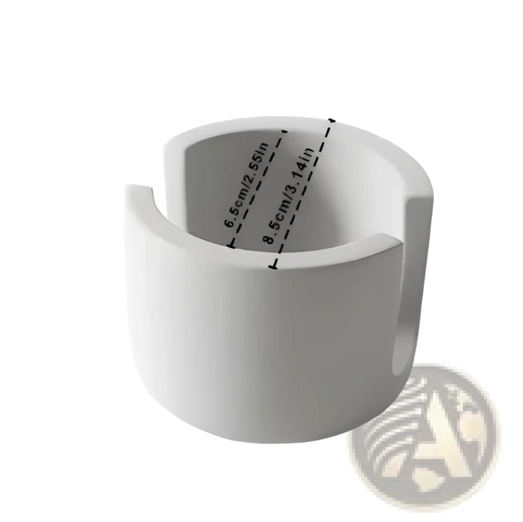 White ceramic diatom mud sponge rack with smooth rounded design and measurement markings for sink caddy use