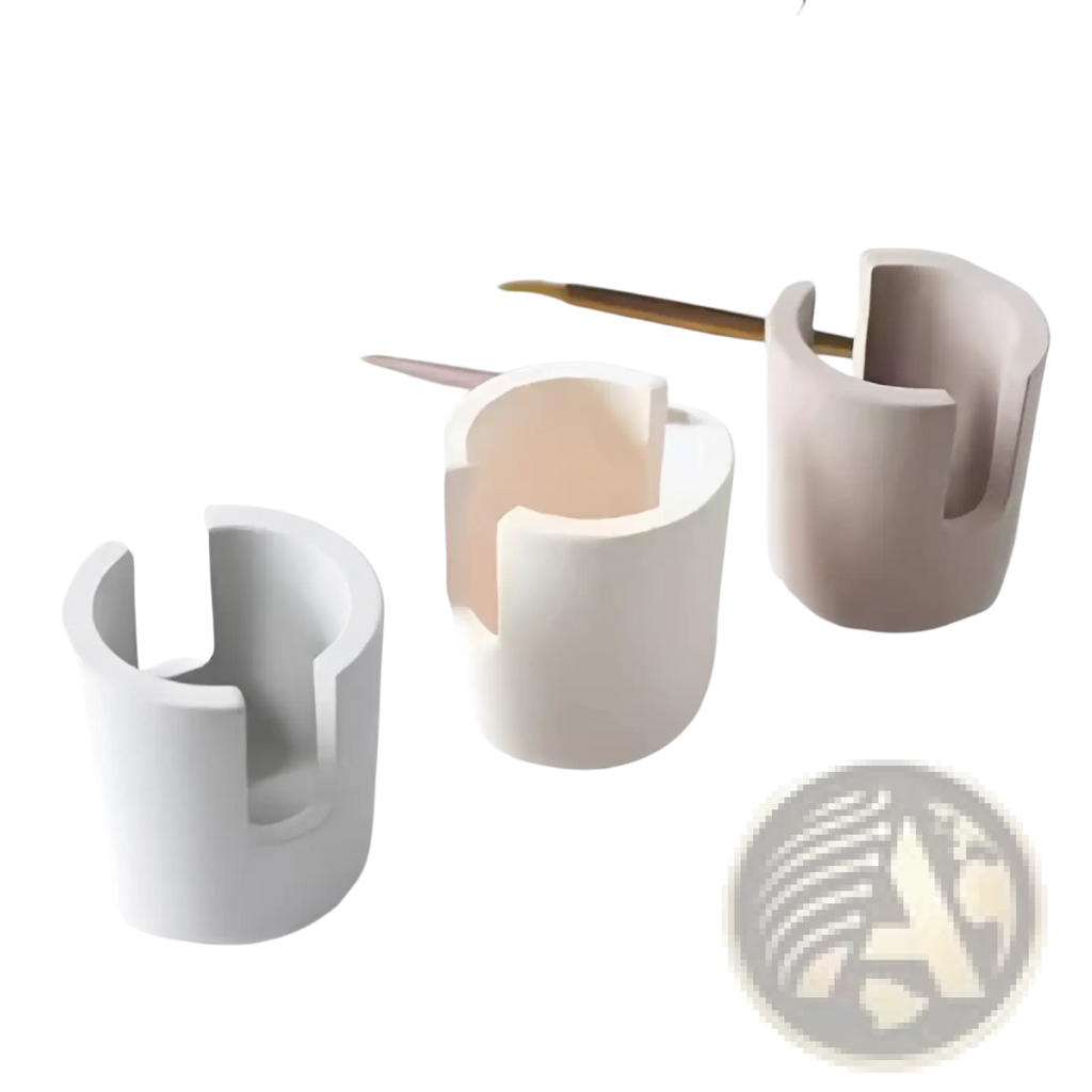 Three minimalist diatom mud ceramic cup holders in soft gray off-white and beige for kitchen sink sponge caddy holder