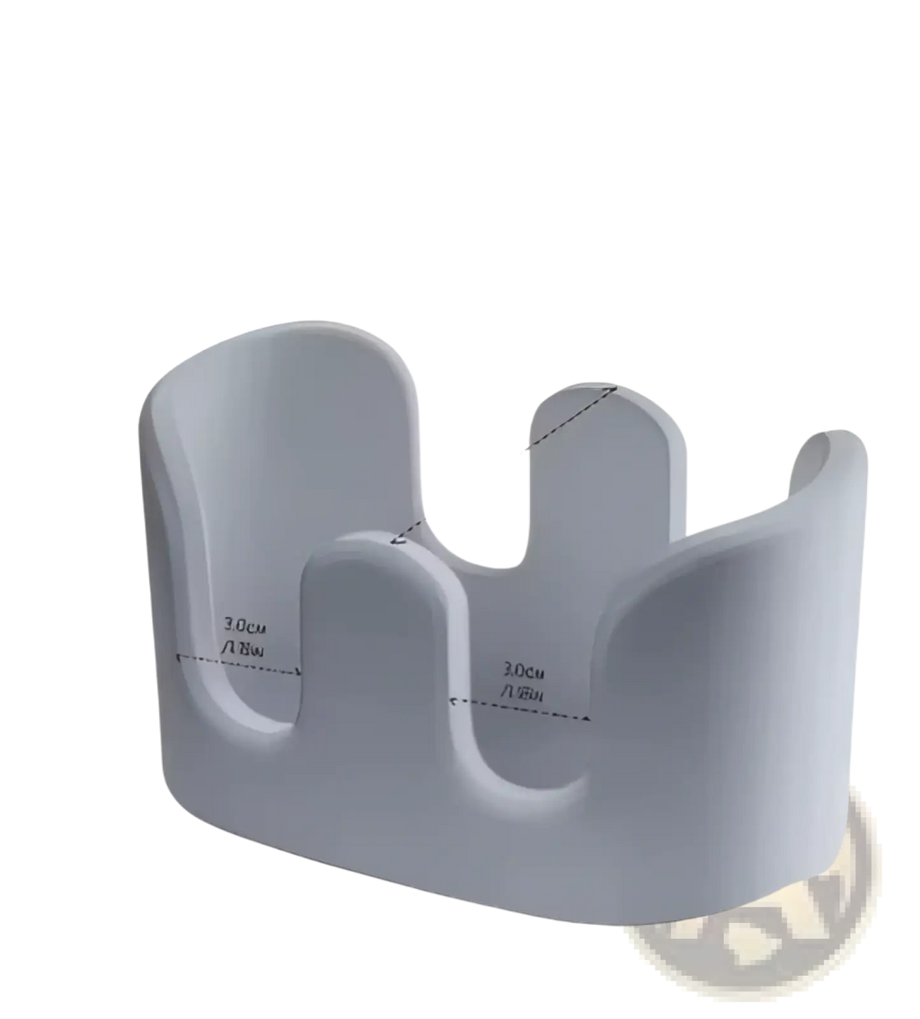 Gray plastic diatom mud sponge rack kitchen sink caddy organizer with curved ergonomic design and three support arches