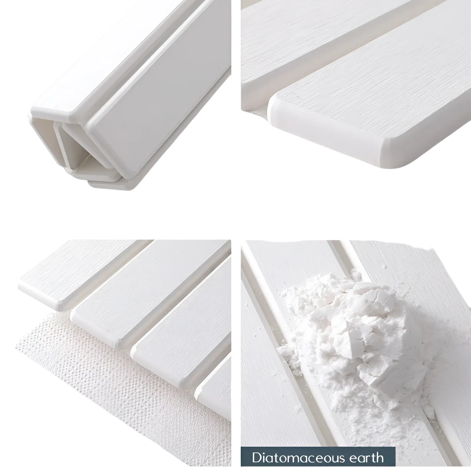 White 9mm thick plastic outdoor bench slats with textured surface and folding storage design for diatomaceous earth dish drying mat