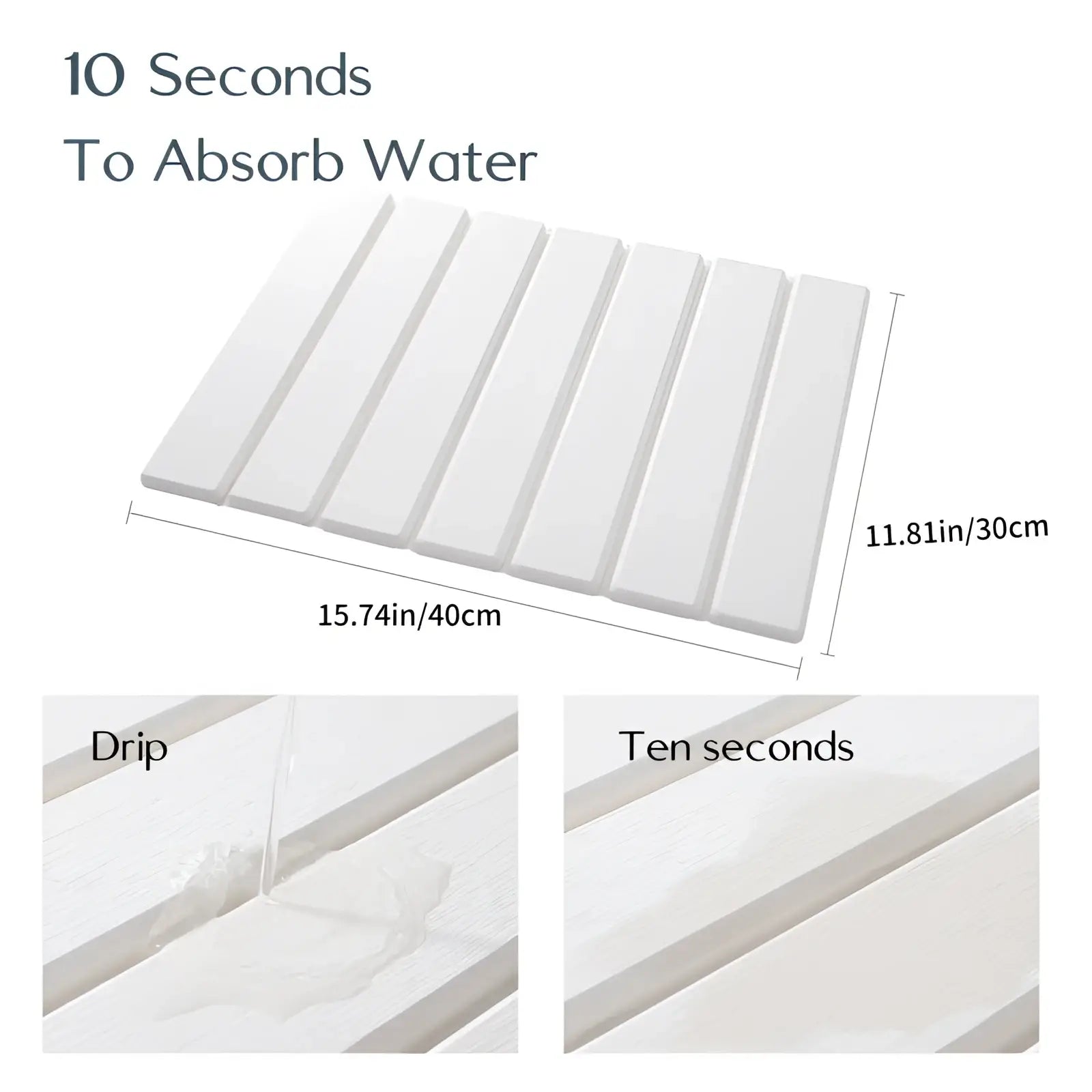 Diatomaceous earth foldable stone dish drying mat white rectangular absorbent with slatted design absorbs water fast