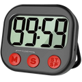 Black digital kitchen timer with red m s and st sp buttons magnetic countdown clock for precise cooking control
