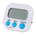 White digital kitchen timer with bright blue min sec and start stop buttons magnetic countdown clock