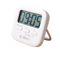 White digital kitchen timer with blue led display and three japanese labeled control buttons magnetic countdown clock
