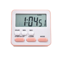 Digital kitchen timer silent countdown clock with a compact rectangular white body and soft pink accents