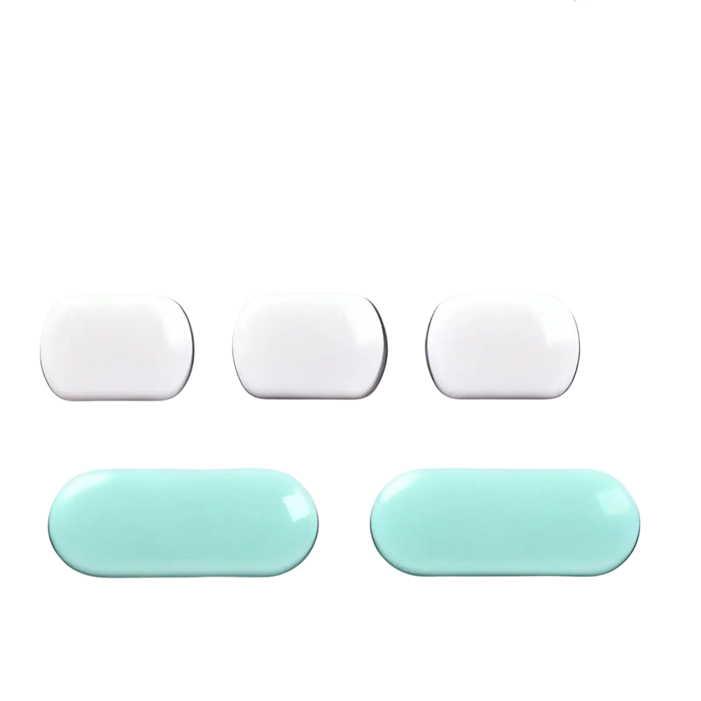 White digital kitchen timer with mint green buttons and clear lcd display showing black digits for silent countdown use