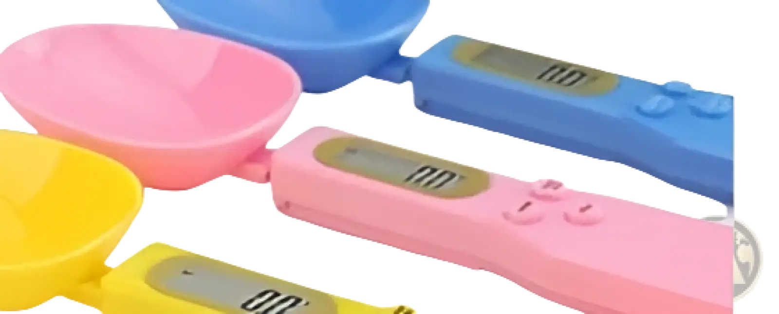 Digital spoon scale 500g lcd measuring tool set with colorful plastic handles and small lcd screens for precise weight measurement