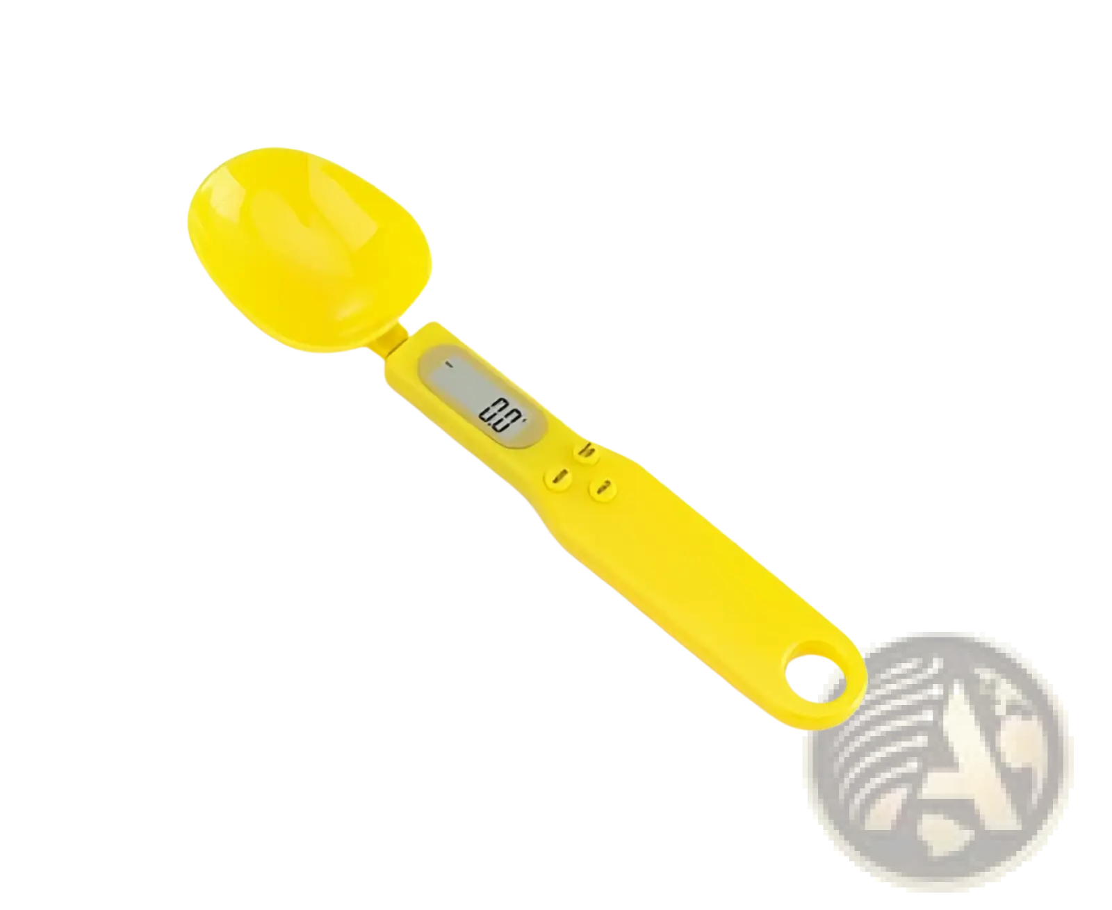 Bright yellow digital spoon scale with lcd screen and control buttons for precise 500g measuring tool set use