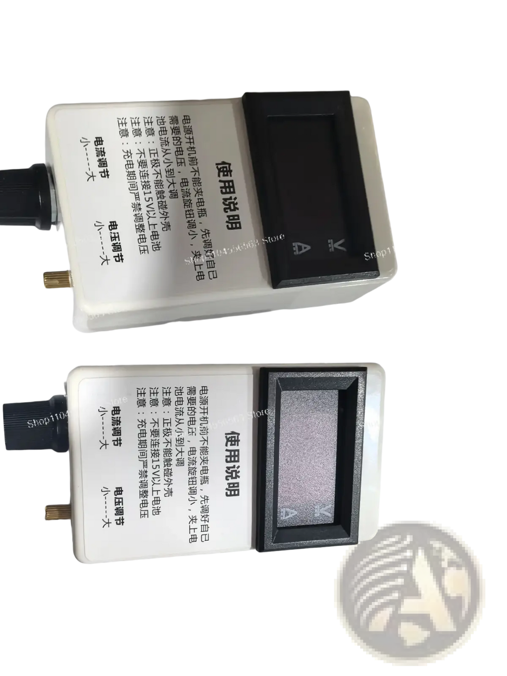 White plastic digital voltage current regulator with black display and adjustment knob for 50a 60a 100a use