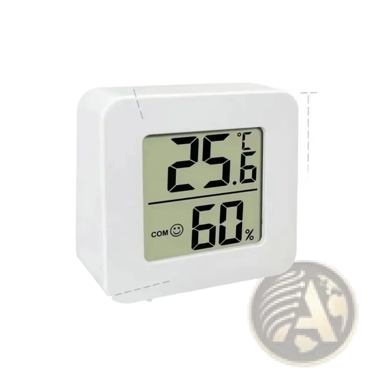 Digital weather desktop alarm clock white square digital thermometer and hygrometer showing temperature and humidity