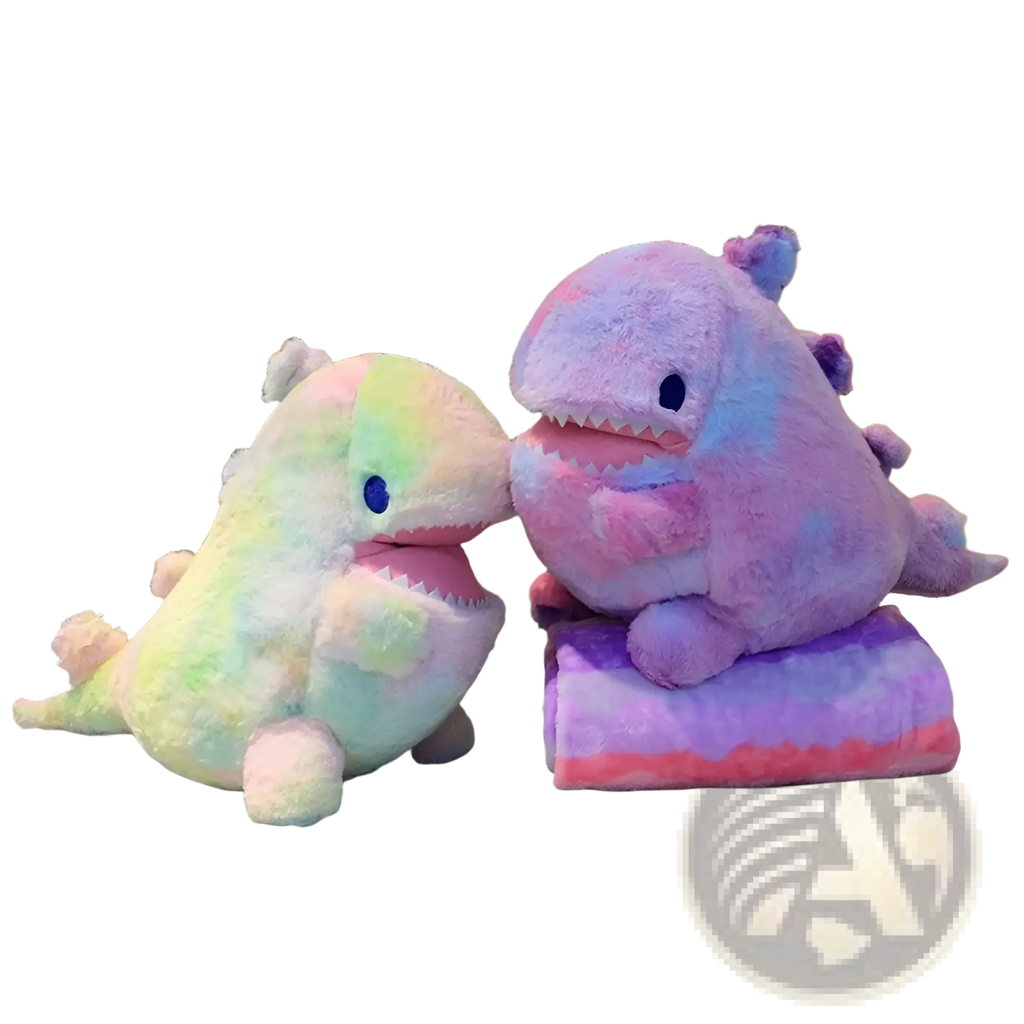 Pastel tie-dye plush dinosaur toys with soft fuzzy texture and embroidered blue eyes 60cm doll