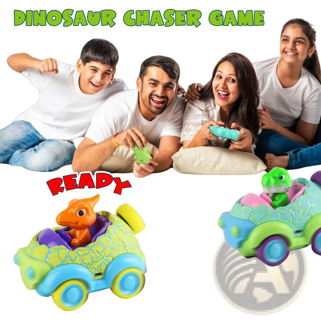 Colorful plastic dinosaur remote control cars 2 pack for toddlers with textured scales and playful designs