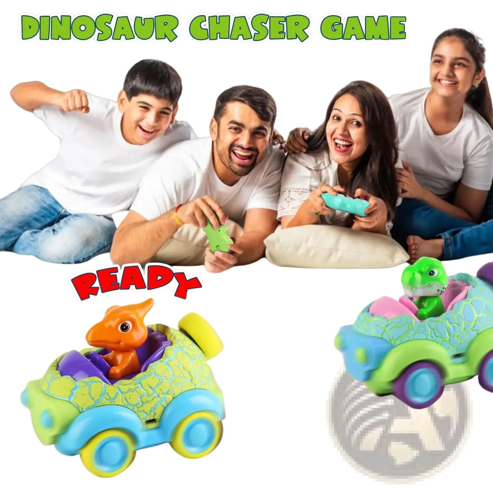 Colorful plastic dinosaur remote control cars 2 pack for toddlers with textured scales and playful designs