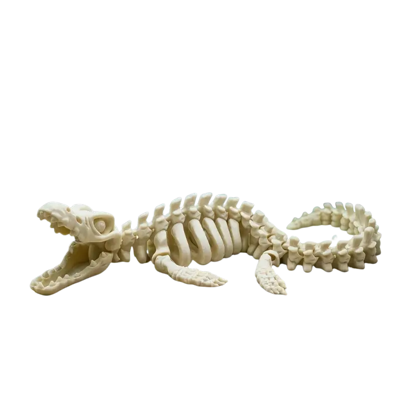 Cream-colored resin dinosaur skeleton aquarium decoration resembling a crocodile skeleton for aquatic landscape simulation