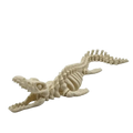 Off-white plastic resin dinosaur skeleton aquarium decoration with detailed bone structure and open jaws for aquatic landscape simulation