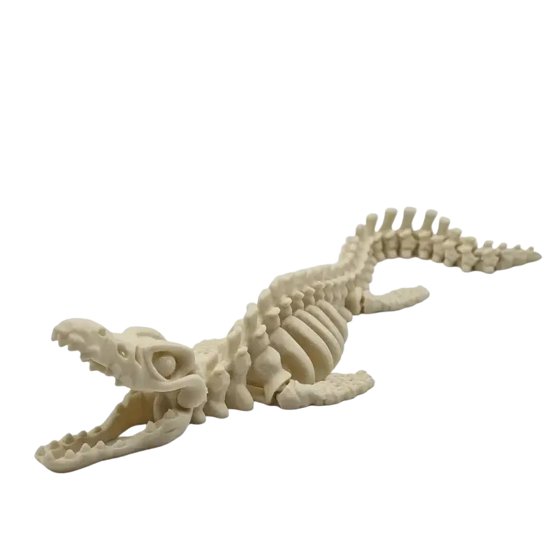 Off-white plastic resin dinosaur skeleton aquarium decoration with detailed bone structure and open jaws for aquatic landscape simulation