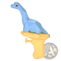 Light blue low poly dinosaur perched atop yellow dinosaur water gun mini outdoor toy for kids
