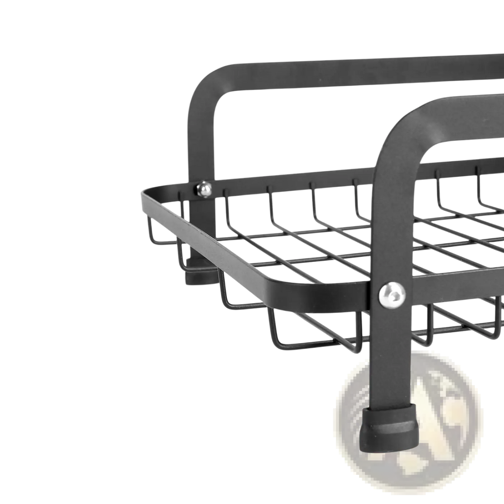 Black metal wire dish drying rack with grid design and rounded handles rustproof 2 tier organizer