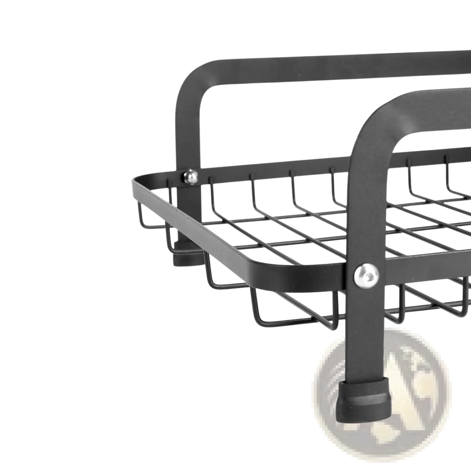 Black metal wire dish drying rack with grid design and rounded handles rustproof 2 tier organizer
