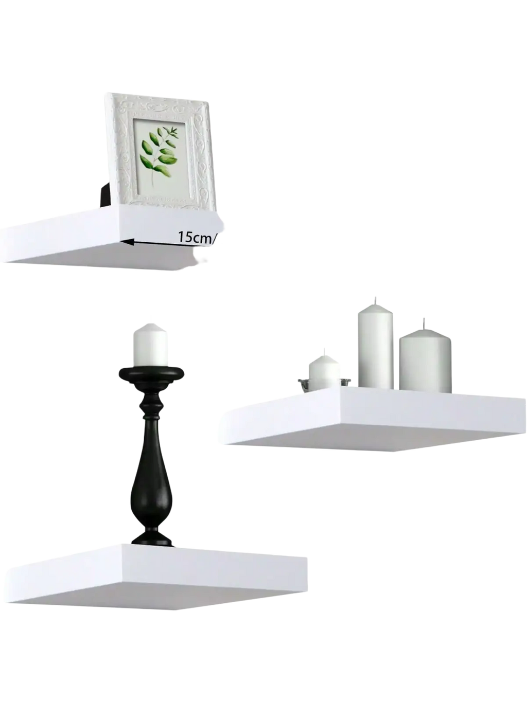 Black wood display shelf with sleek minimalist design 15cm x 15cm for wall organizer and decor display stand
