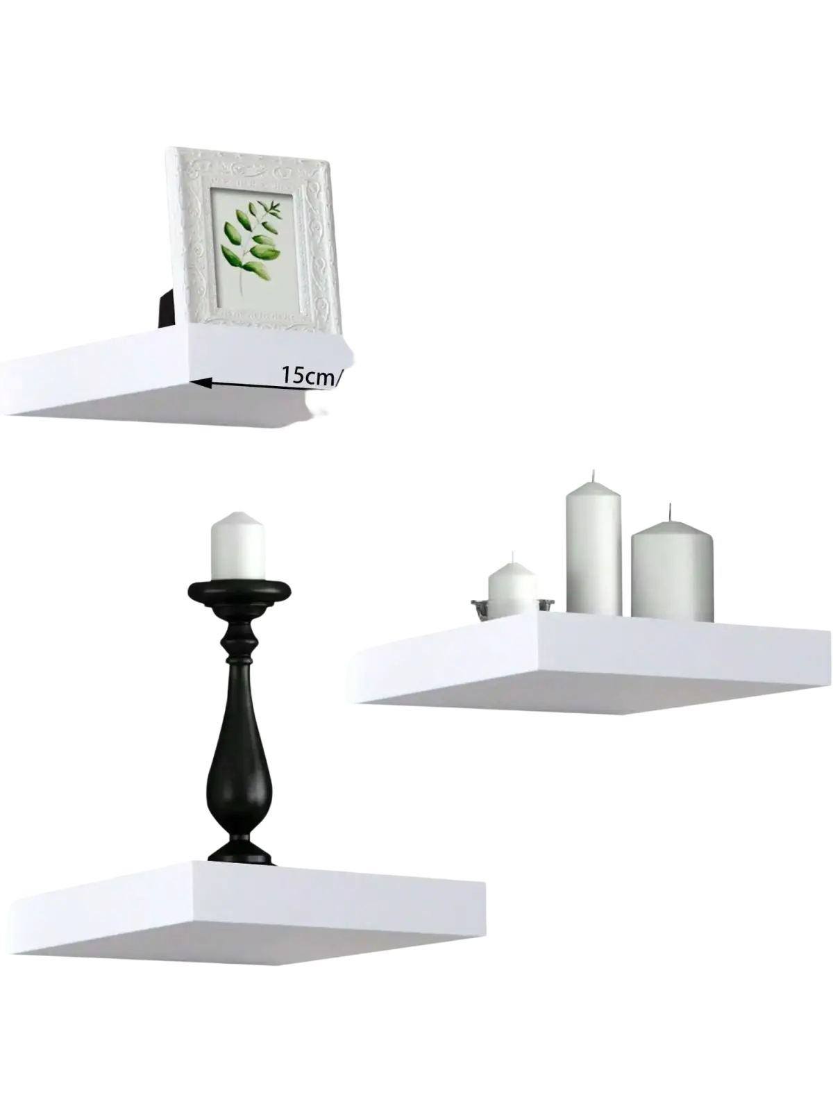 Black wood display shelf with sleek minimalist design 15cm x 15cm for wall organizer and decor display stand