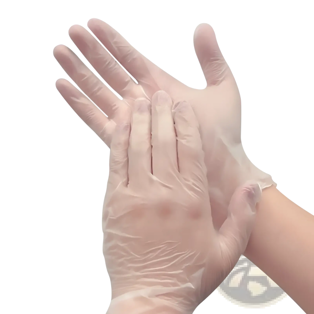 Transparent disposable pvc kitchen gloves with soft non-slip texture and slight elasticity in a 100pcs pack