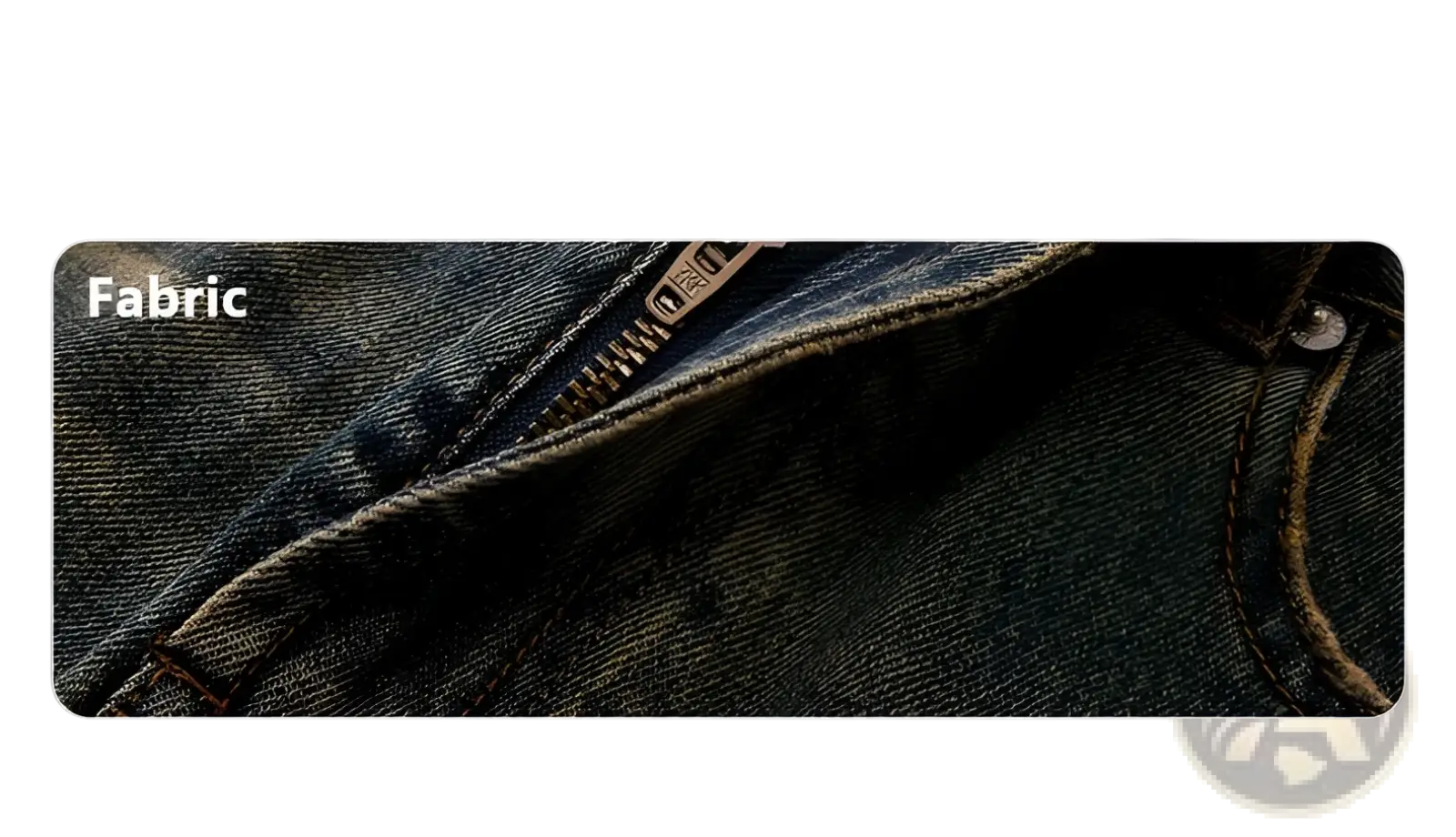 Dark blue distressed vintage men baggy denim jeans fabric with visible zipper and detailed stitching
