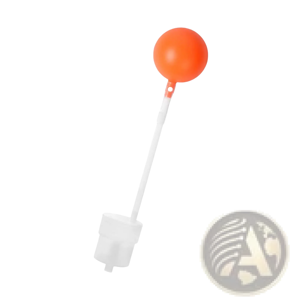 Diving intake pipe 30cm snorkeling accessory with bright orange spherical float attached to white plastic rod and translucent base