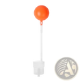 Orange spherical float attached to white plastic rod and base for diving intake pipe 30cm snorkeling accessory