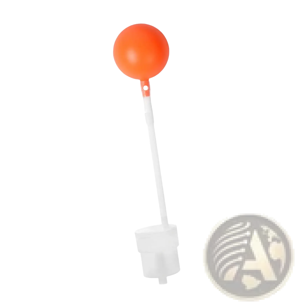 Orange spherical float attached to a white plastic rod and base for diving intake pipe snorkeling accessory 30cm