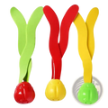 Set of three colorful plastic ladybug diving toys with leafy stems for pool treasure hunt game props